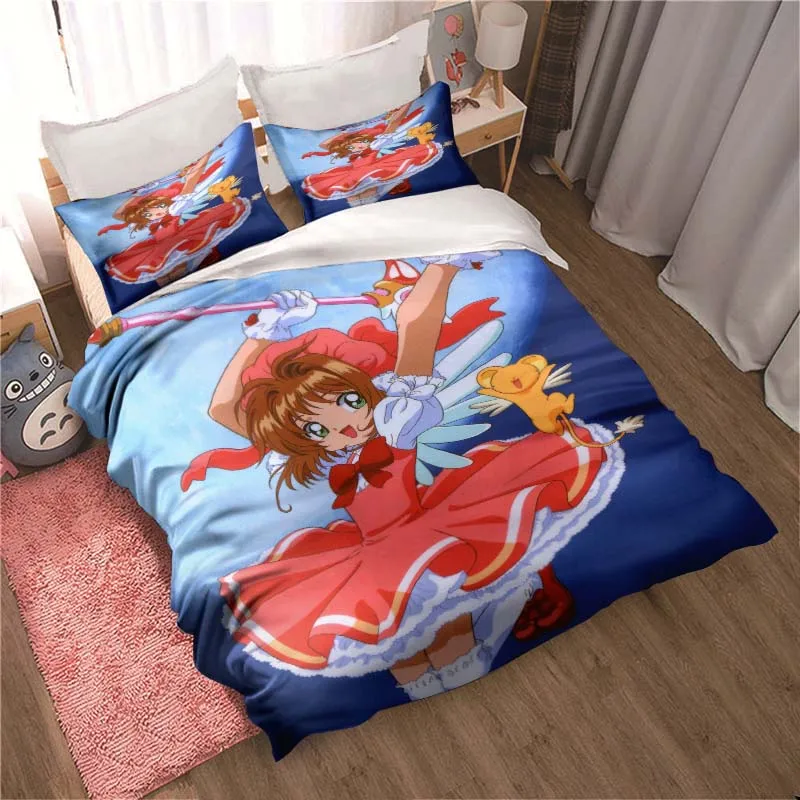 Anime Cardcaptor Sakura Bedding Set Boys Girls Twin Queen Size Duvet Cover Pillowcase Bed Kids Adult Fashion Home Textileextile