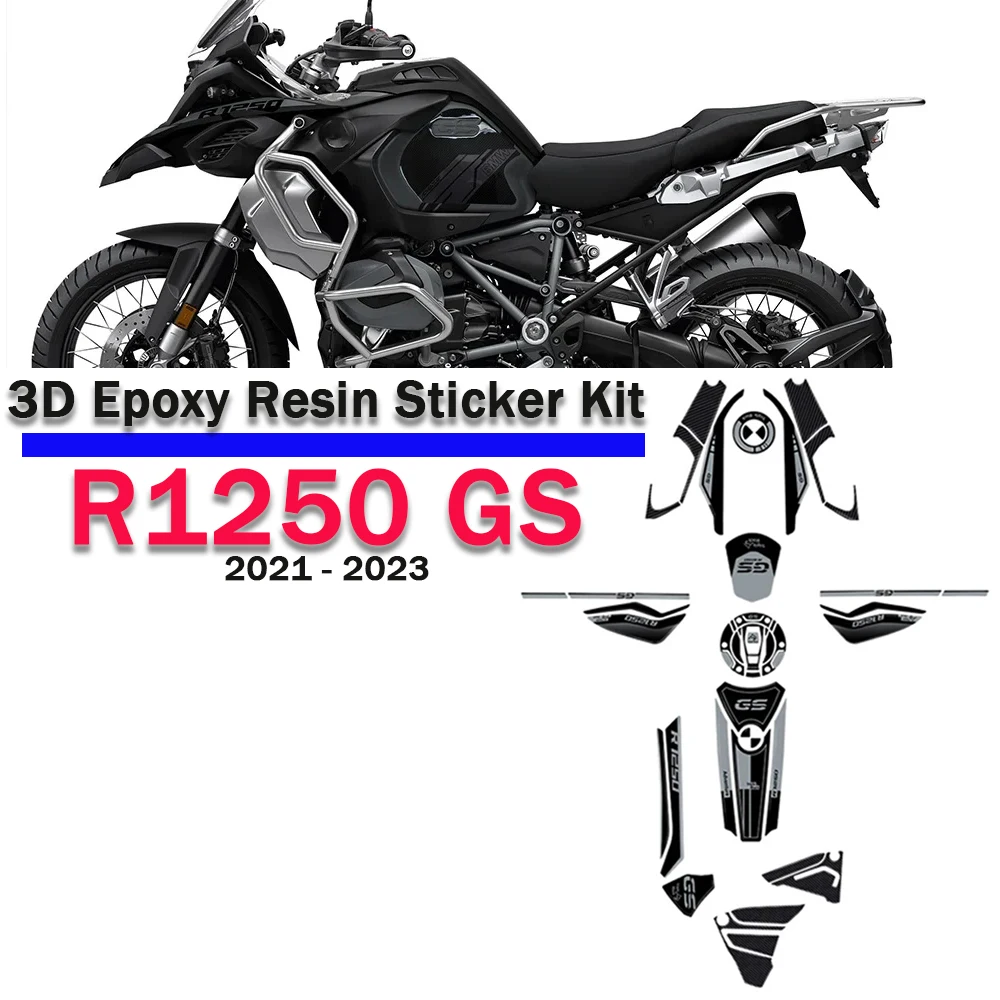 

R 1250 GS Adventure Triple Black 3D Resin Epoxy Stickers Protection Kit For BMW R1250 GS adventure Accessories Tank Pad Decal