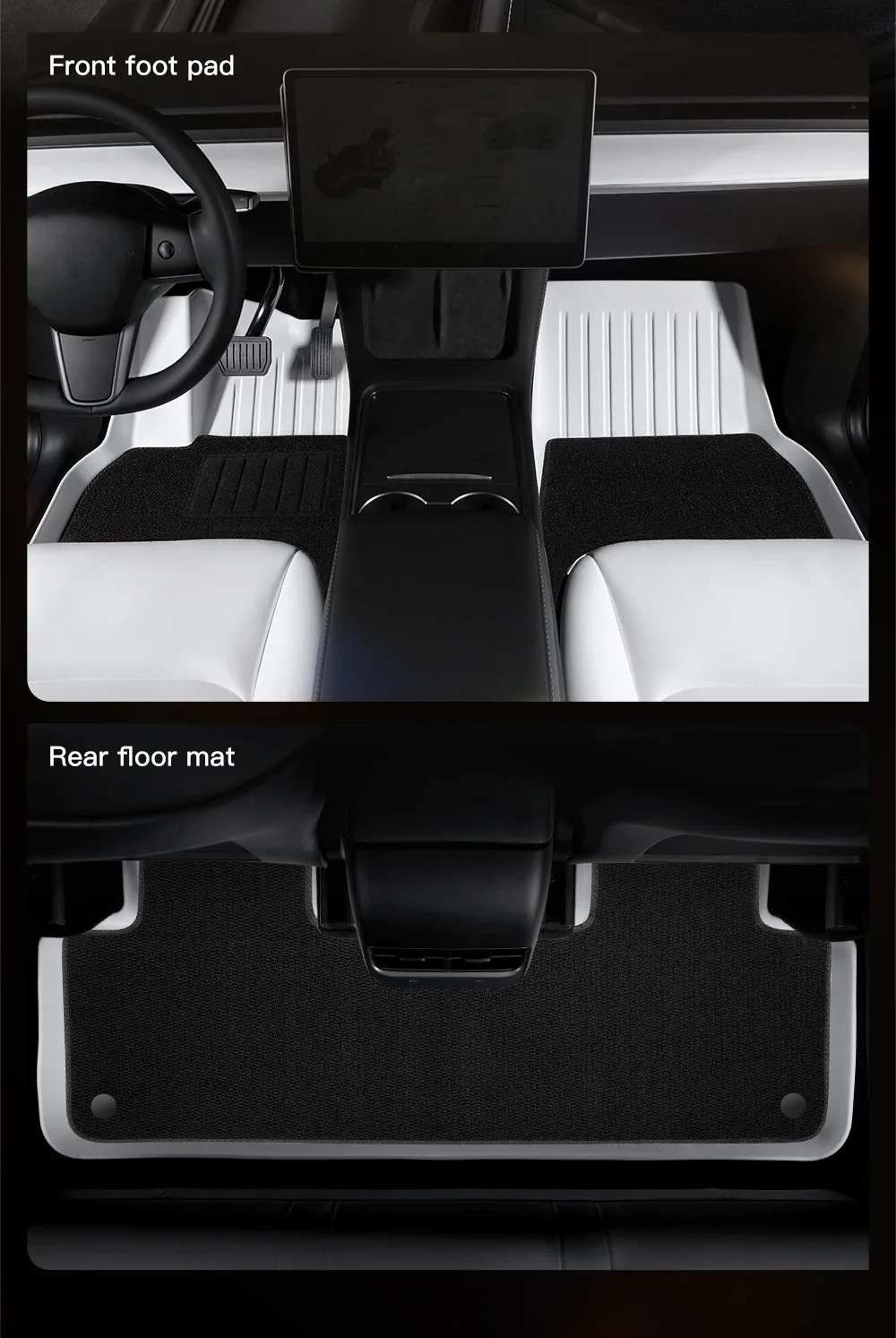 YZ TPE Weiße Fußmatten für Tesla Model Y 3 Highland Juniper Vollständig Umgebende Bodenmatten Kofferraummatte Wasserdicht Rutschfester Teppich – Detail 4