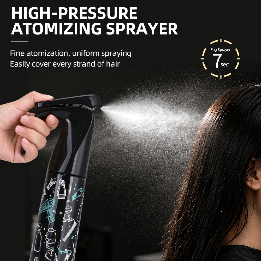 Hair Spray Bottle 200/300ml One Press 7 Seconds Continuous Fine Mist Water Sprayer Barber Salon Hairdressing Refillable Garden