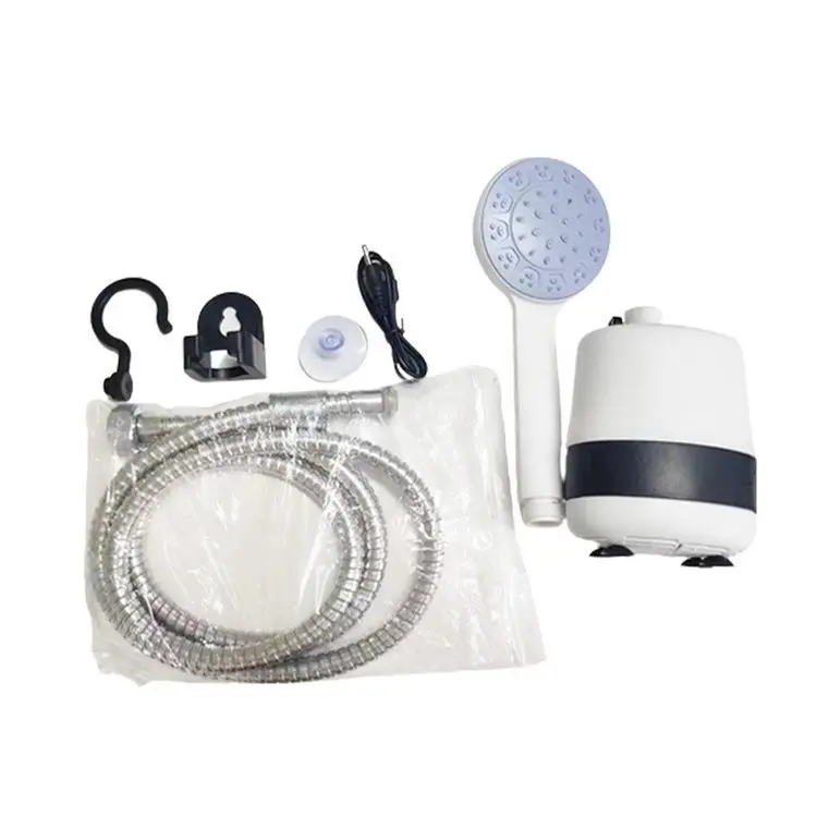 

Portable Electric Showerhead for Camping and Outdoor Use Featuring Handheld Design Battery Power and Convenient Rechargeability