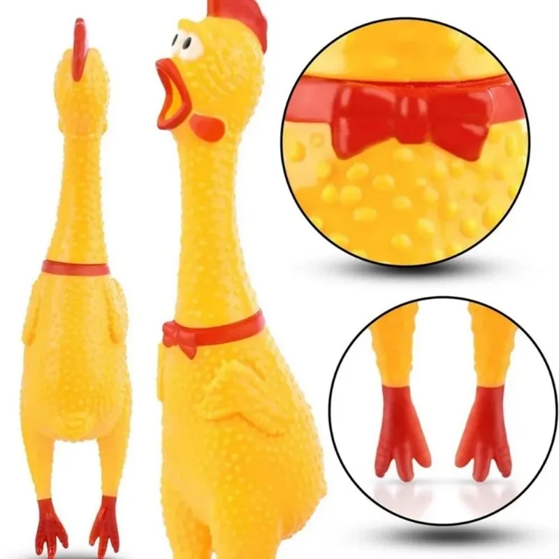 Screaming Chicken Pet Dog Squeak Toy Dog Chew Toy Durable Fun Yellow 17CM 31CM Toy For Dogs Accessories Squeaker Band Toys Stuff