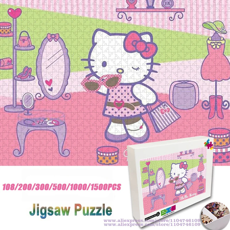 

Sanrio Hello Kitty Puzzle Jigsaw Cartoon Classic Anime Characters 108/200/300/500/1000/1500Pcs Intelligence Puzzles for Kids