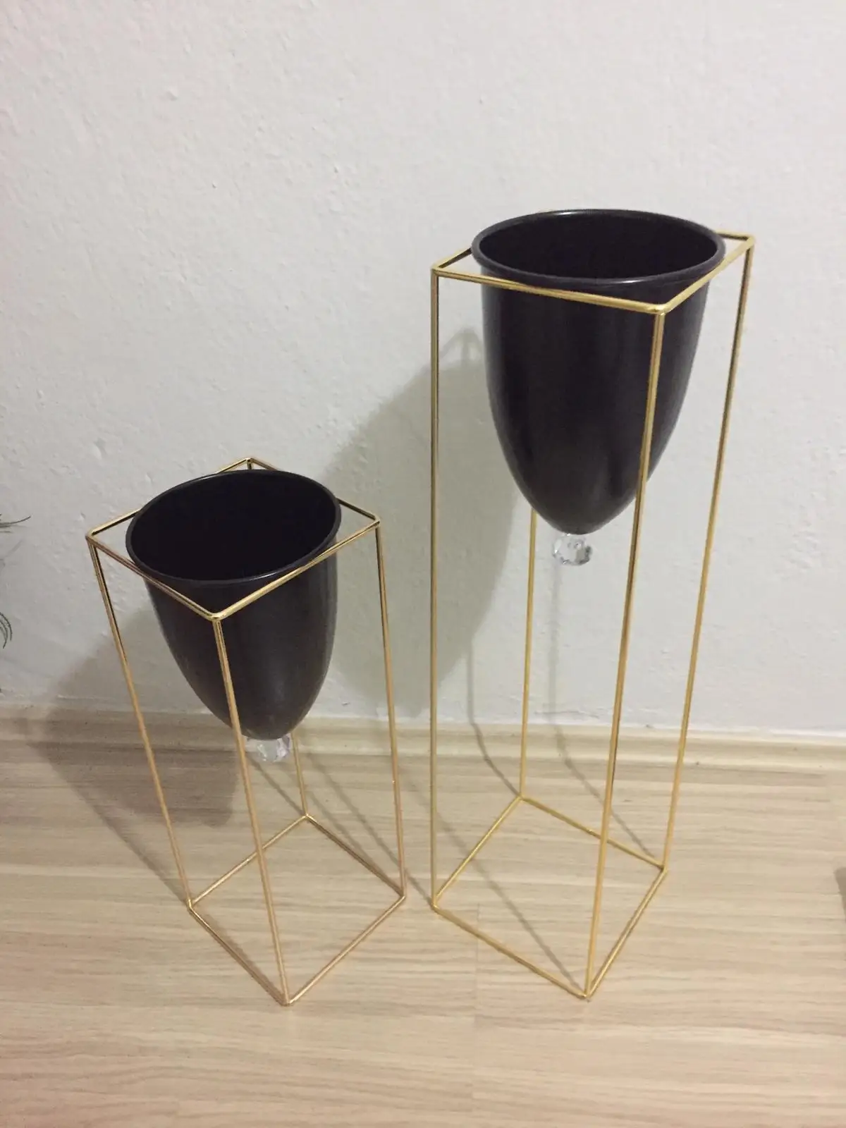 Nordic 2 Pcs Gold Black Flower Pot Iron Stand planter for flowers support glasses plant pots decorative vase garden accessories