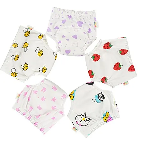 10 pçs/lote estampas bonitos à prova dwaterproof água bebê potty calças de treinamento reutilizáveis toalete calcinha fraldas infantil pano fralda mudando roupa interior