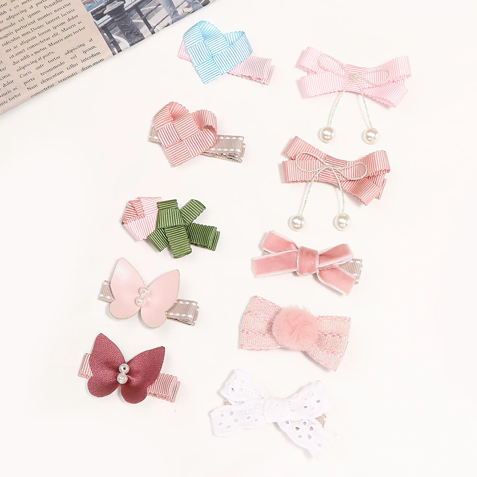 

10Pcs Kids Bow Hair Clips Small Fabric Hairpins Lightweight Girls Hair Barrettes for Halloween Birthday Baby Shower