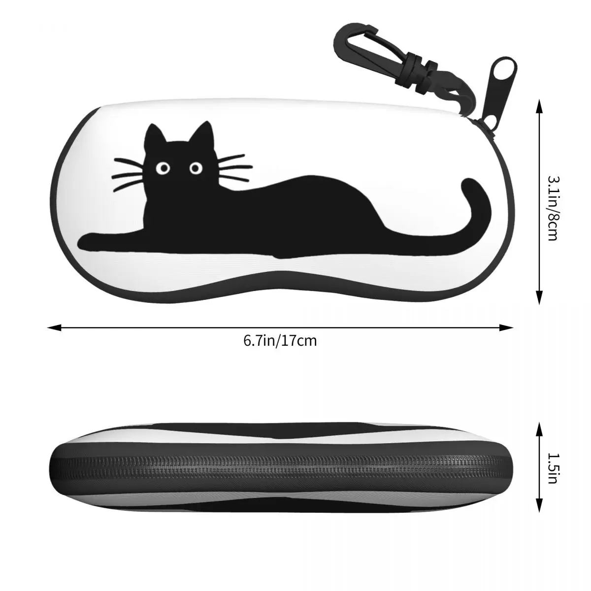 Custom Funny Cartoon Black Cat Glasses Case Portable Shell Eyeglasses Case Sunglasses Box