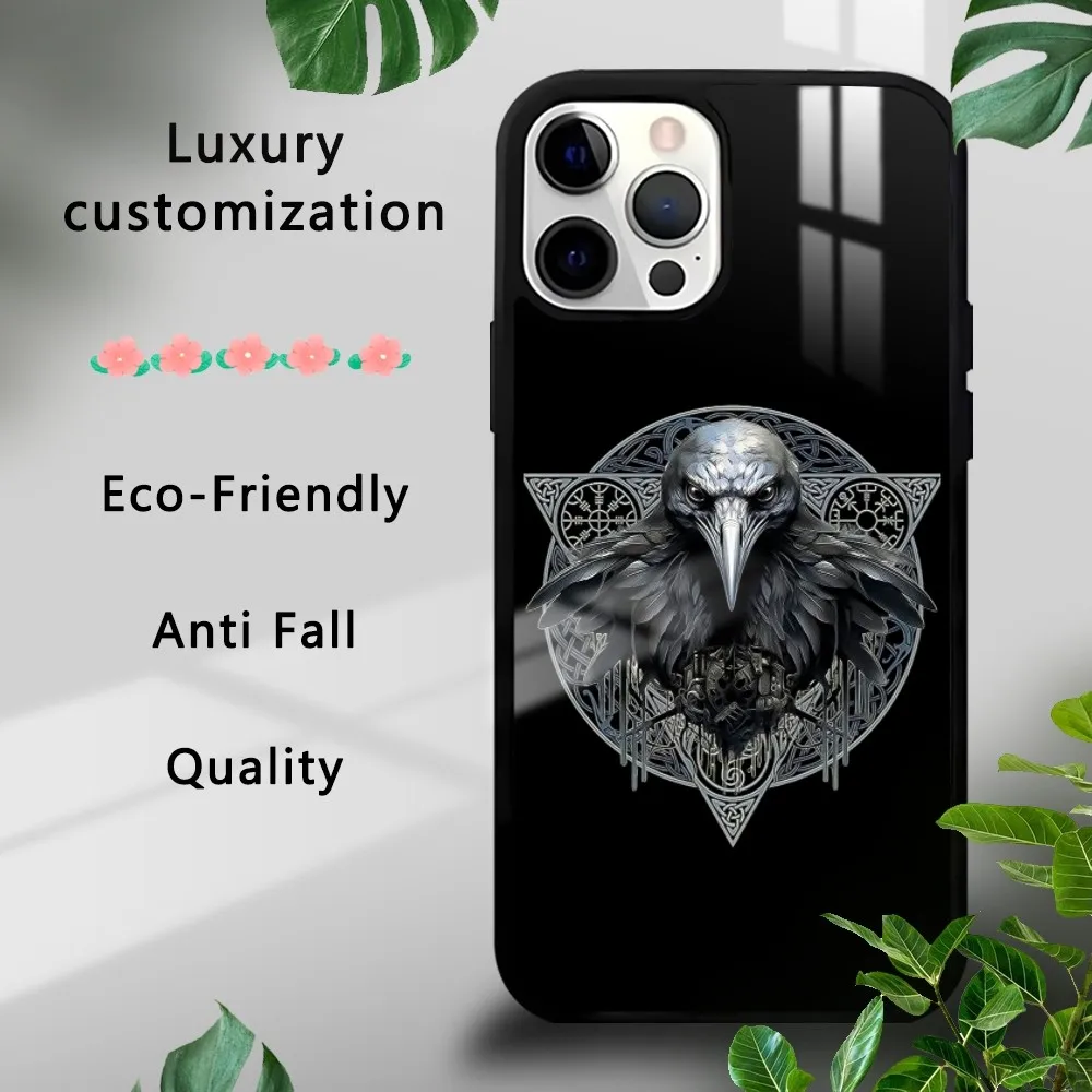 Odin Ravens N-Norse Myth Phone Case For iPhone 16 15 14 13 12 11 Pro Xs Max Mini Plus Celulares Hard Funda