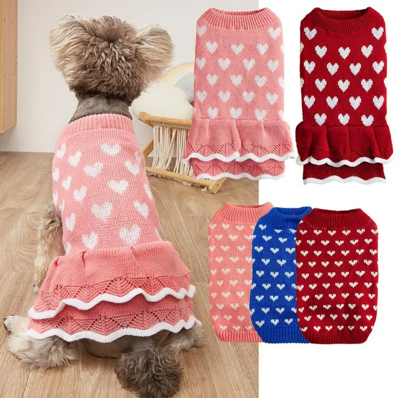 M80 Dog clothes autumn and winter cute princess dress warm Korean style love cat clothes British Shorthair Blue Cat Teddy