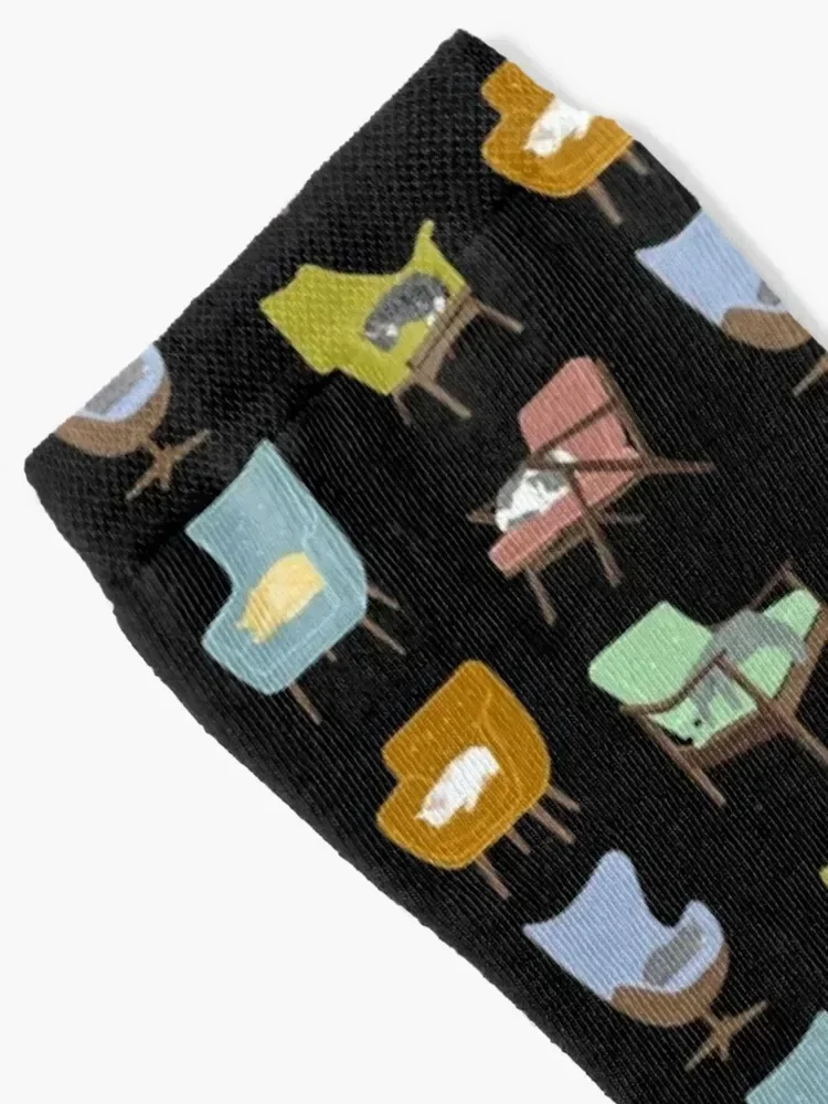 Cats Sleeping on Mid Century Modern Chairs Socks soccer anti-slip happy sport men cotton high quality Socks Male Women's