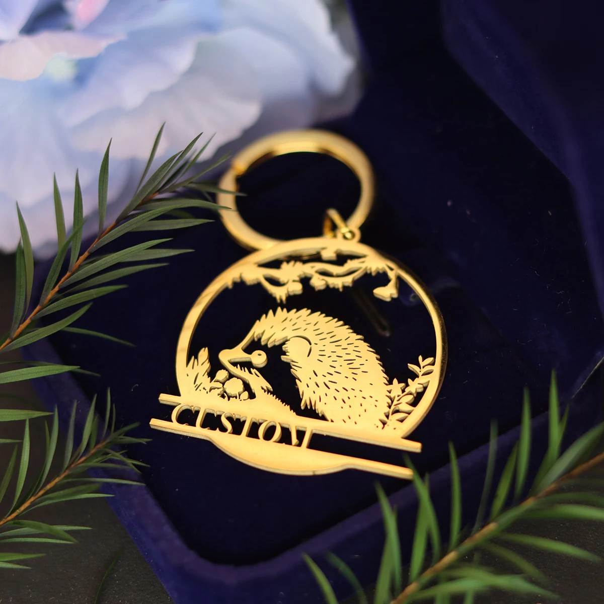 QIAMNI Custom Name Cute Hedgehog Animal Key Chains Souvenir Gifts For Women Men Stainless Steel Laser Engraved Letters Keyring - Image 3
