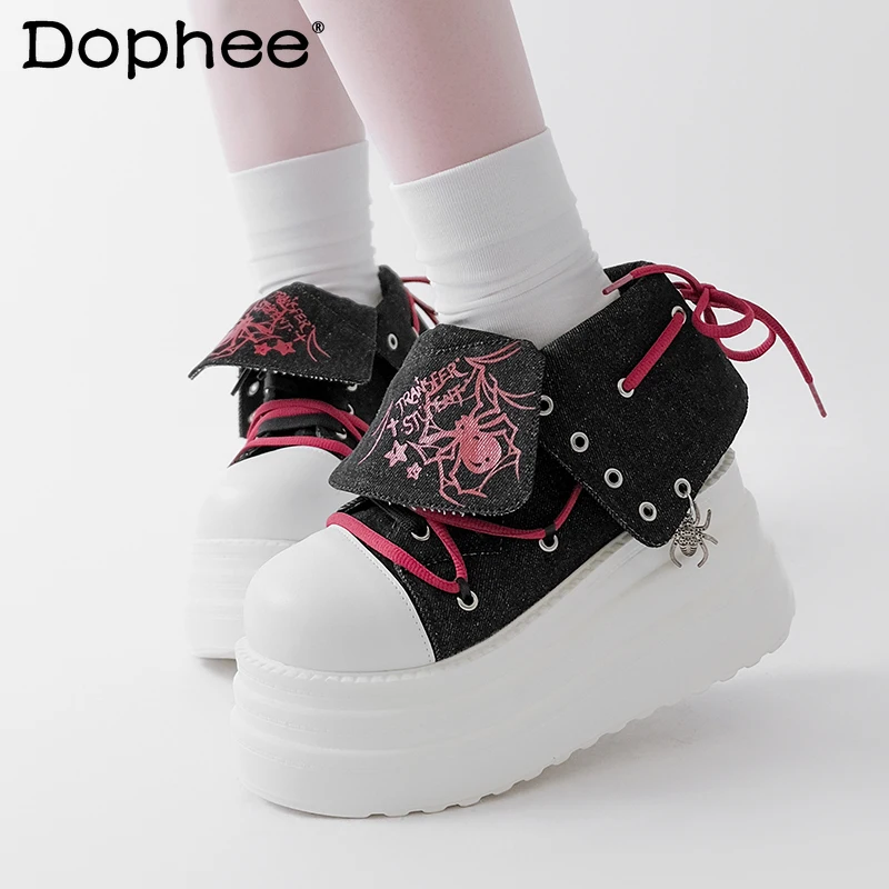 

Original Subculture Punk Student Thick-Soled Canvas Shoes Japanese Girl's Sweet Cool Platform Shoes Spring and Autumn Pumps