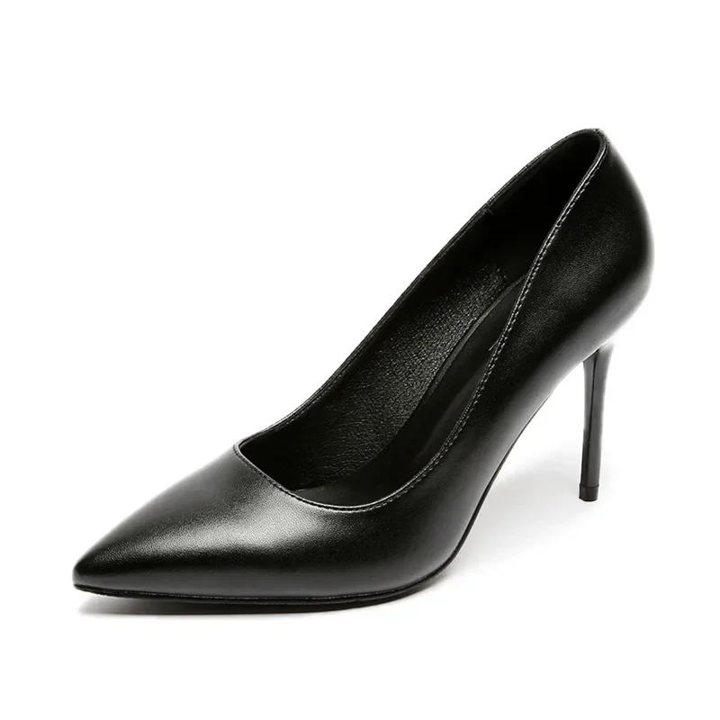 

Профессиональная женская обувь на высоком каблуке с острым носком, размер 30–44, тонкая черная профессиональная обувь для небольших размеров 32, 33