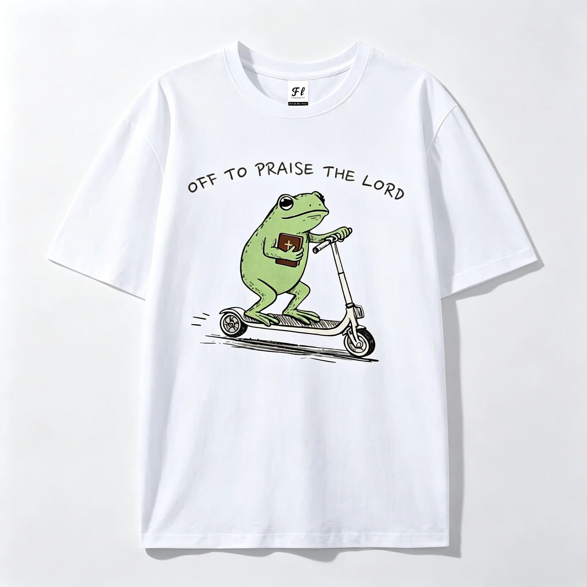 Funny Frog Off To Praise The Lord T-shirt Christian Faith Graphic Tee Unisex Short Sleeve Casual Summer Tops Men Women Tees
