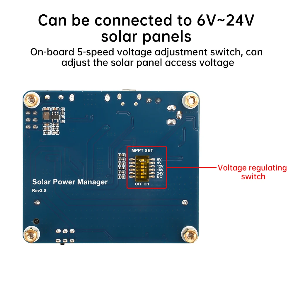 6V~24V Solar Charging Module Solar Panel Power Management Module Support 850mAh Li-ion Battery for Arduino/Jetson/Raspberry Pi