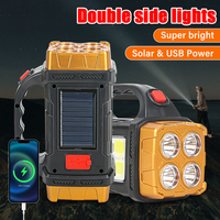2400MAH Solar Rechargeable Flashlight Powerful LED Light with COB Work Light 4 Gear Portable Power Source Camping Emergency Lamp
