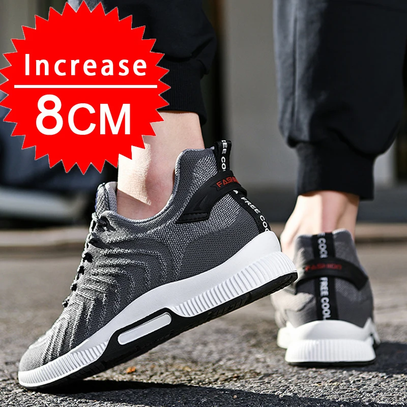 Heren Lift Sneakers Onzichtbare Hoogte Toenemende Schoenen Ademende Veters 6Cm Groter