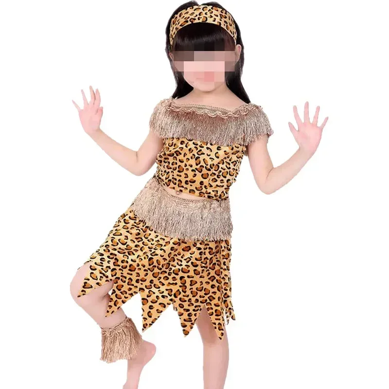 2025 Meninos meninas africano 오리지널 selvagem crianças wildman 코스프레 trajes roupas crianças festa adereços dia das bruxas