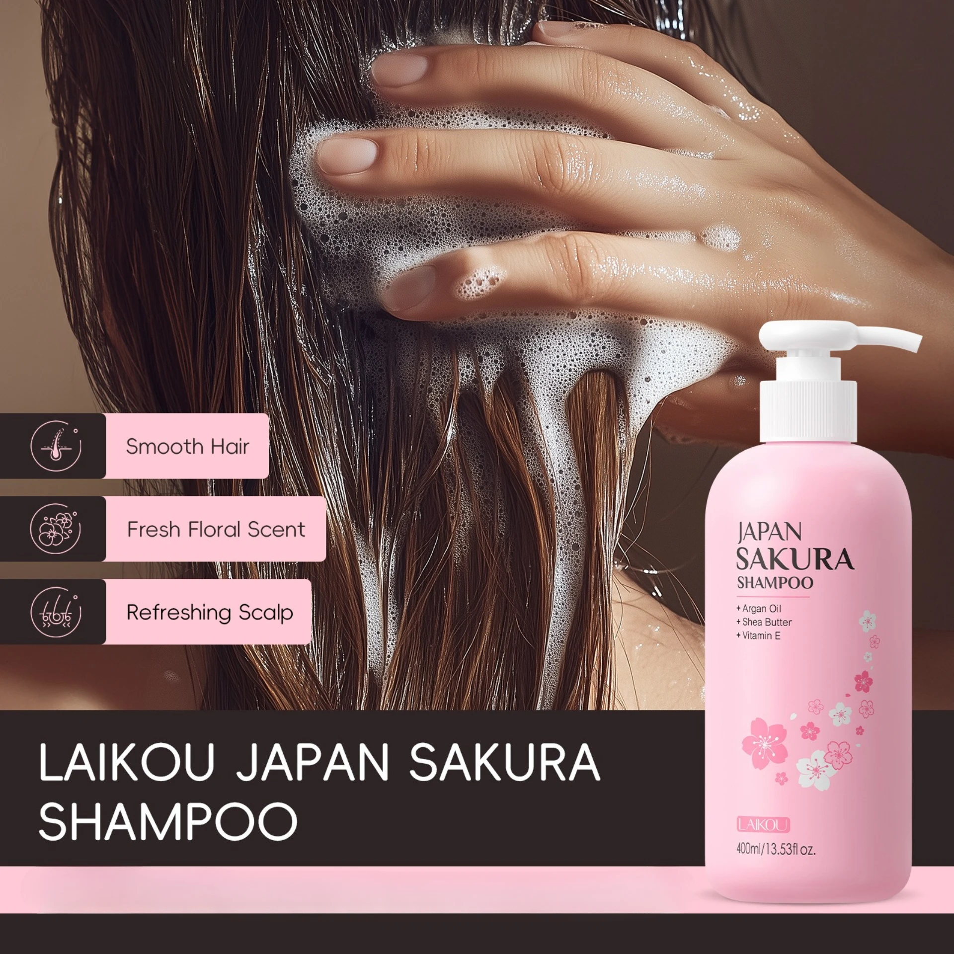 

Sakura Shampoo 400ml Deep Cleansing Moisturizing Oil Control Softening Luster Long-lasting Fragrant Hair Care