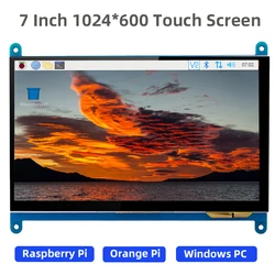 7 Inch Touch Screen 1024x600 HDMI-compatible LCD Display Optional Acrylic Holder for Raspberry Pi Orange Pi PC Secondary Screen