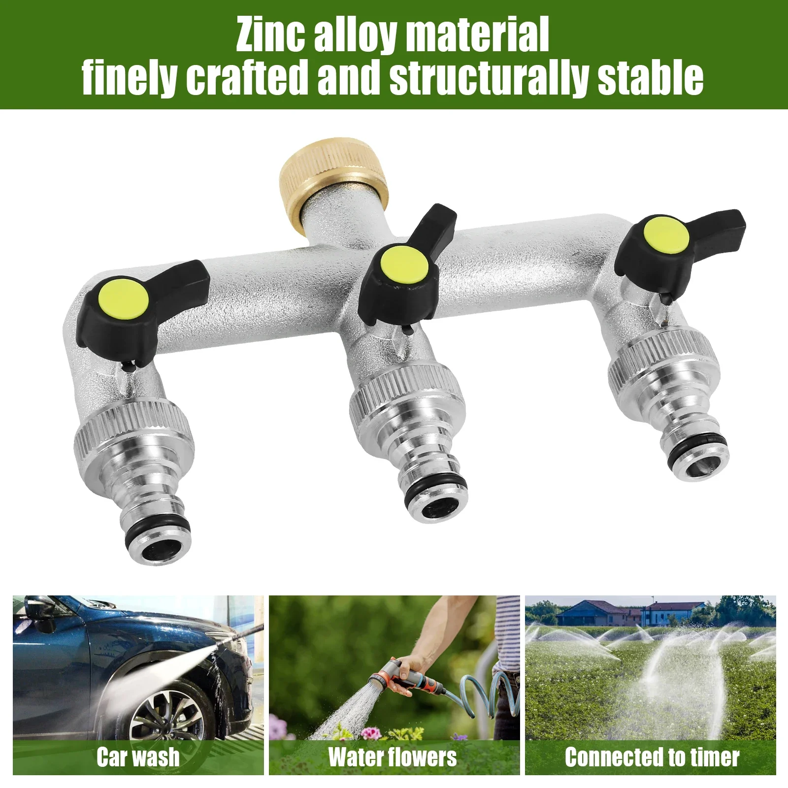 2/3 Way Hose Splitter 3/4-In Garden Hose Splitter Sturdy Hose Faucet Splitter with Individual On/Off Valve and Extension Handle