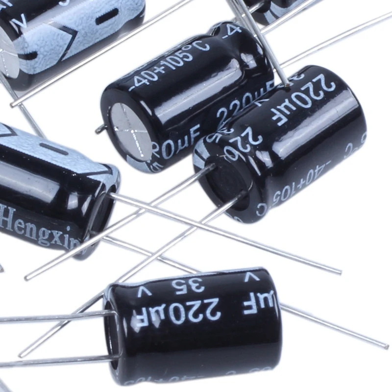 Promotion! 30Pcs 105°C Radial Electrolytic Capacitors Black, 10 Pcs 220UF 35V 8X12mm & 20 Pcs 1000UF 25V 10X17mm