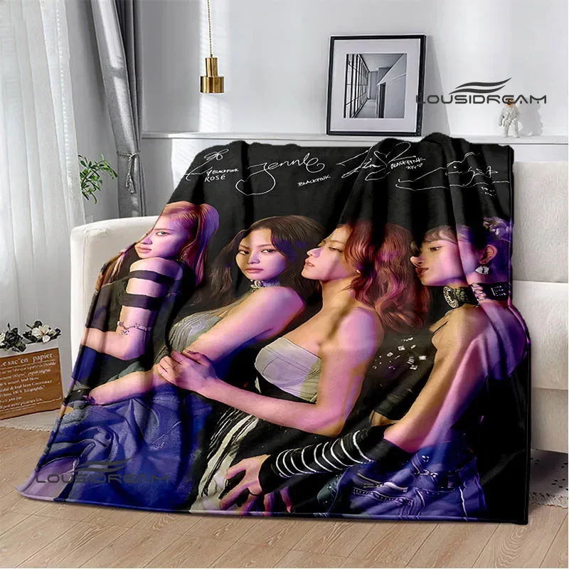 3D Korean idol group B-black-P-pink printed blanket Flange warm blankets Soft and comfortable blanket bed linings birthday gift