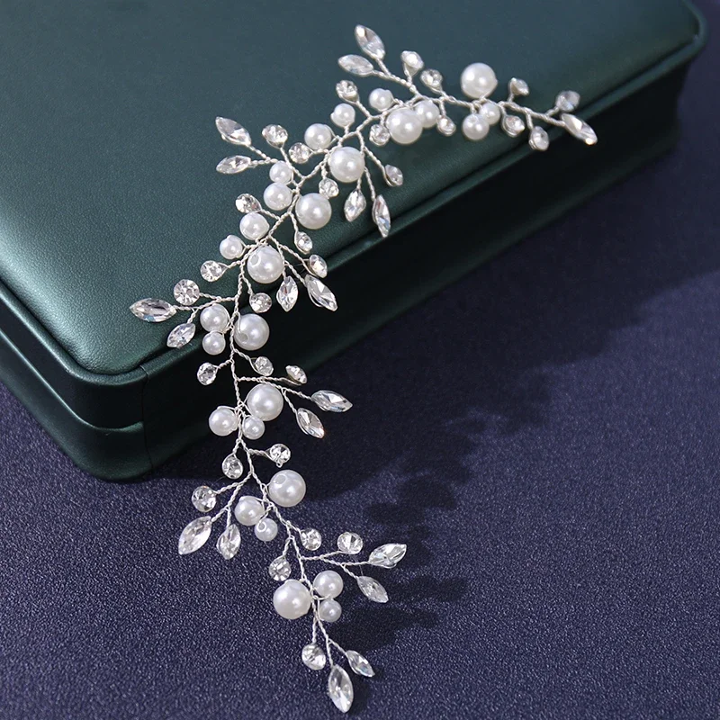 اللؤلؤ الكريستال اليدوية عصابات أزياء الزفاف إكسسوارات الشعر رخيصة العصابات حجر الراين رئيس المجوهرات بالجملة إسقاط