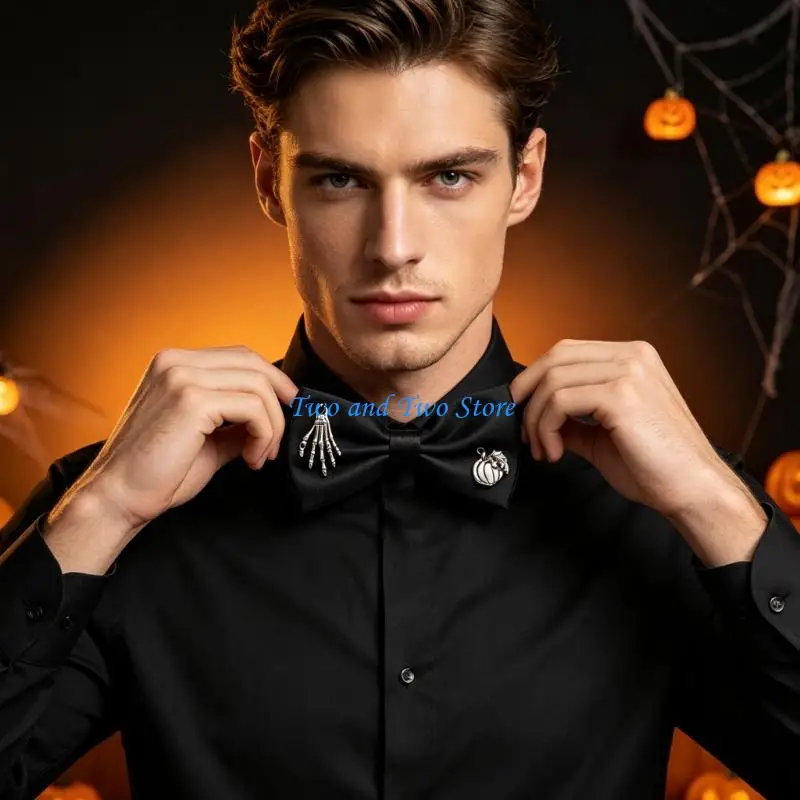 HX6F Halloween Party Neckwear Bowtie in Black for Theme Day Outfits