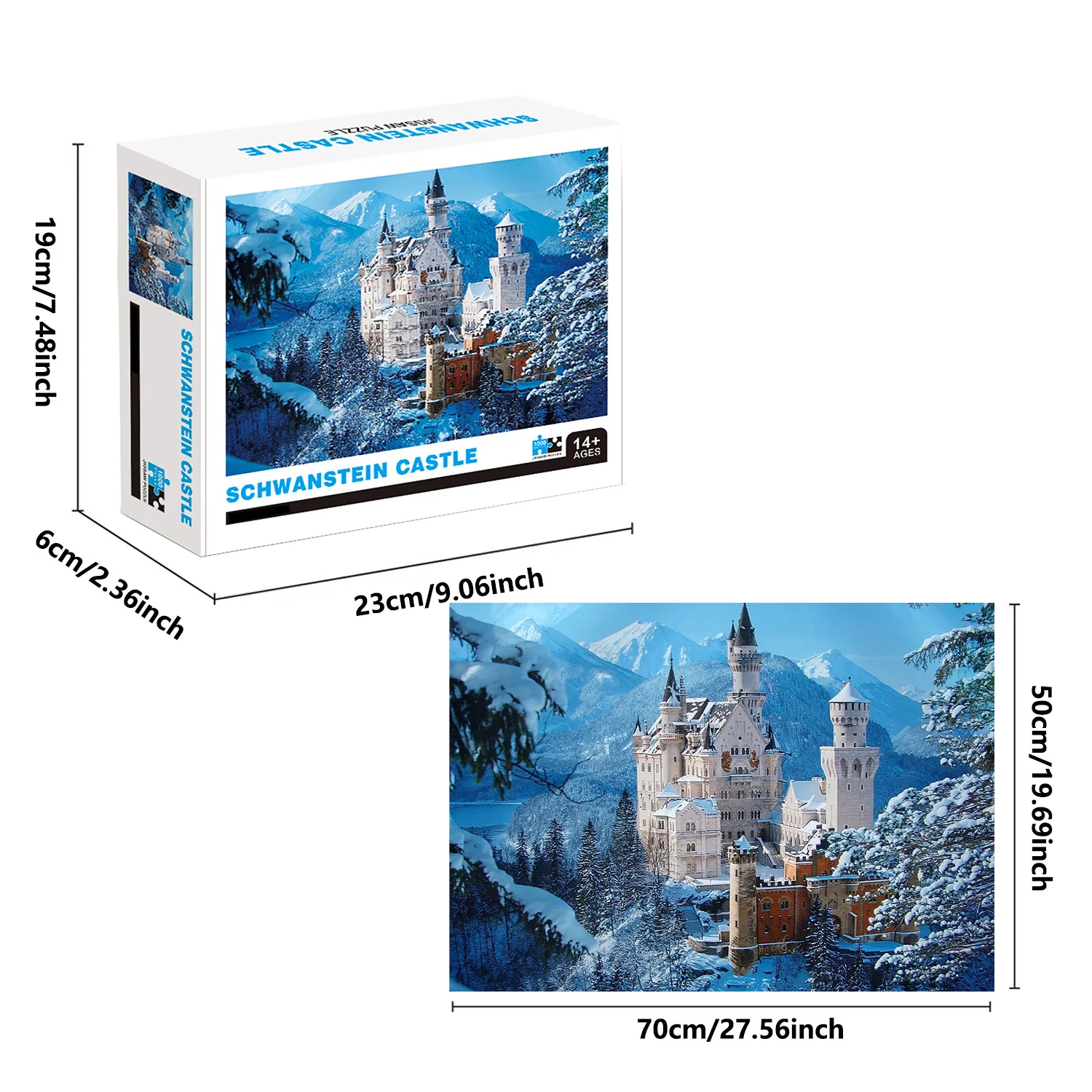 1000 Pieces Schwanstein Castle Jigsaw Puzzles for Adults Home Decor Games Family Fun Floor Puzzles Educational Toys for Kids