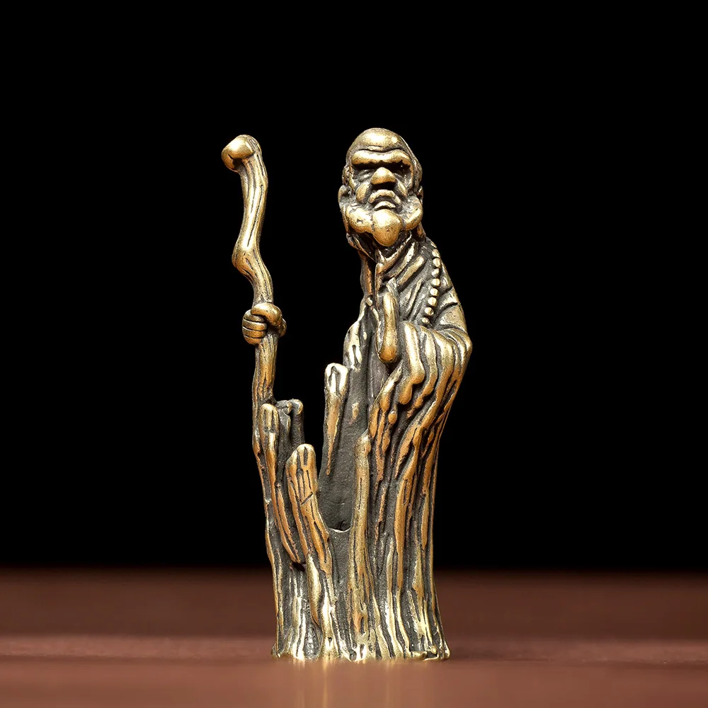 1/2Pcs Retro Brass Dharma Patriarch Chinese Buddha Ornament Office Desktop Decoration Copper Ornament Crafts Gifts