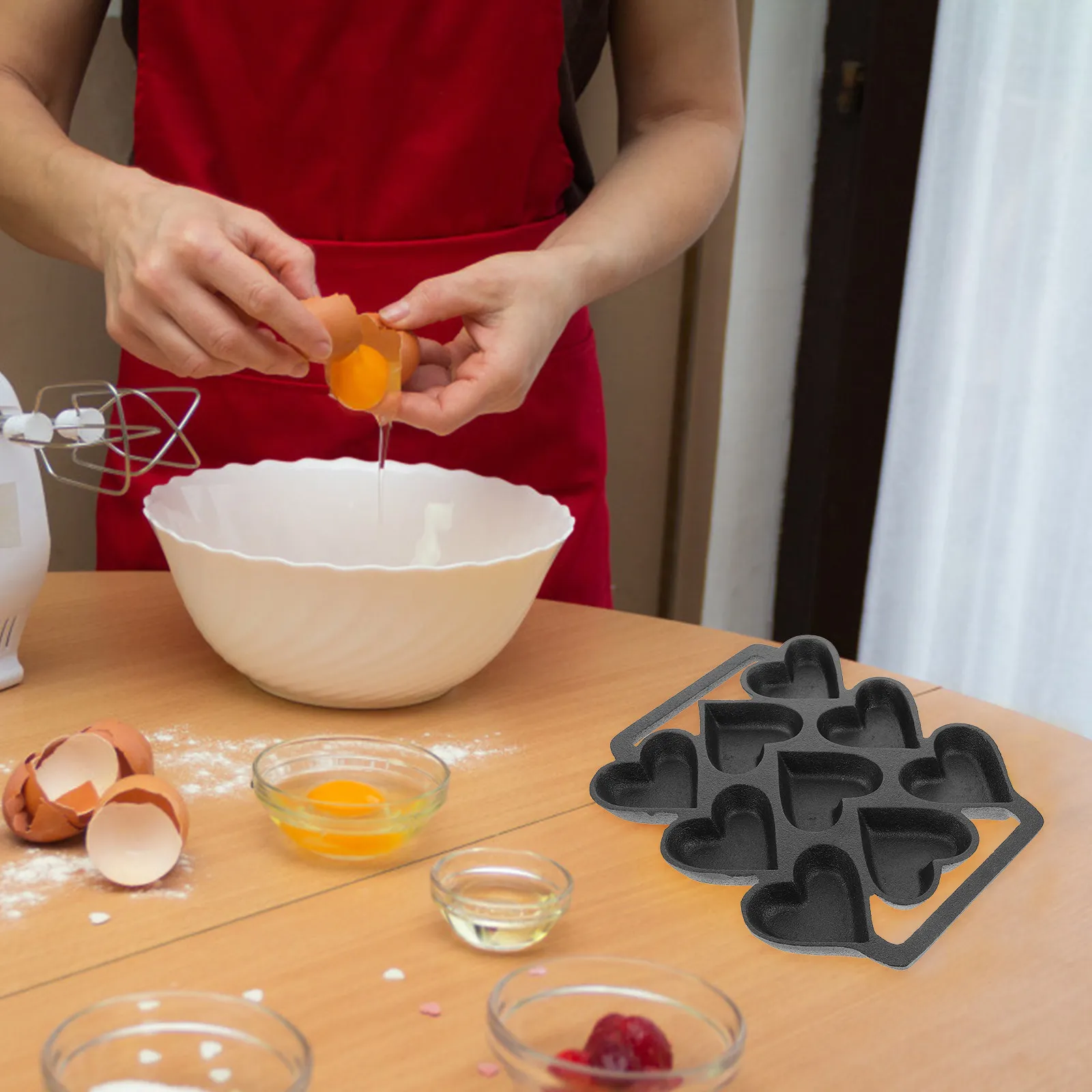 

Heart Shaped Cake Mold Iron Premium DIY Kitchen Baking Mold 9 Holes Cake Baking Tools Iron Heart-Shaped Molds