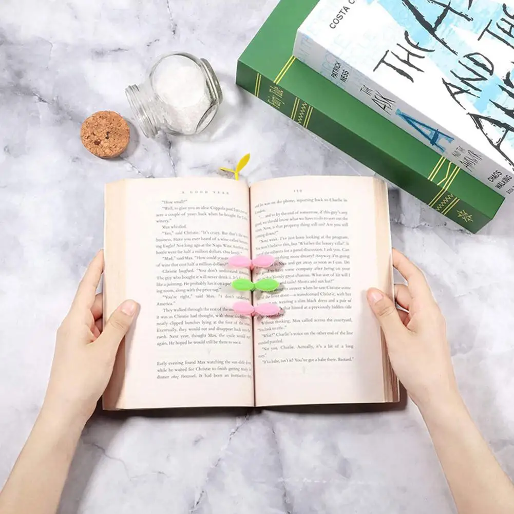 6Pieces Creative Little Sprout Bookmarks Silicone Buds Small Grass Cute Book Mark Decoration Leaves Accessoriea School Student