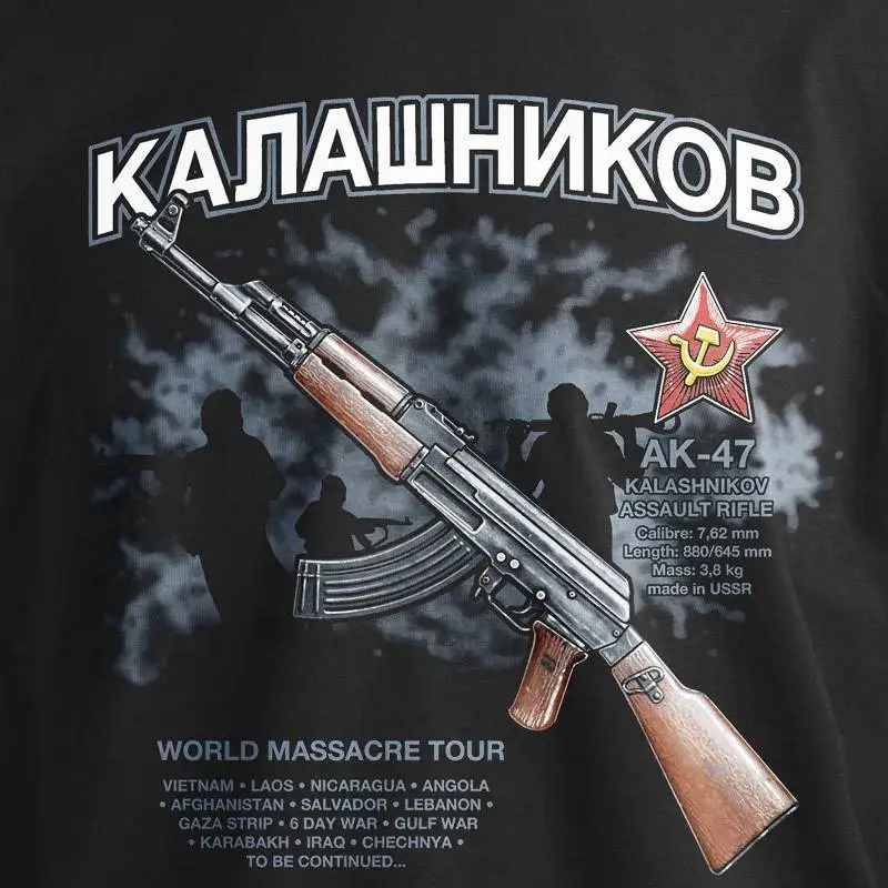 Retro Soviet Kalashnikov AK-47 Assault Rifle T-Shirt 100% Cotton O-Neck Summer Short Sleeve Casual Mens T-shirt Size S-3XL