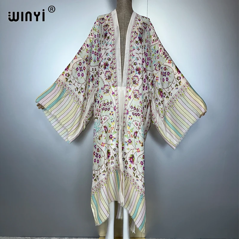 

WINYI summer outfit kimono africa boho new beach cover up muslim dress cardigans beach wear women abaya dubai luxury kaftan