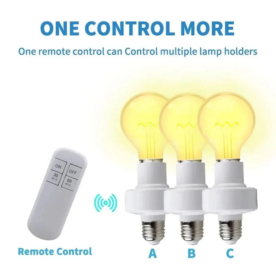 Smart Timer Switch Wireless Remote Control E27 15m Range Lamp Holder 110V~ 220V ON Off Light Bulb Base Socket Intelligent