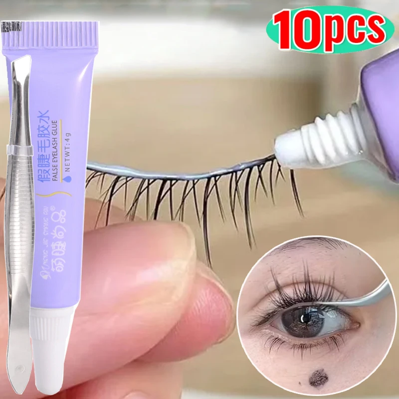 1/10PCS Waterproof Lasting Eyelash Glue with Tweezers Quick Dry Not Irritating Eyelashes Extension Glue Set Eyes Makeup Tools