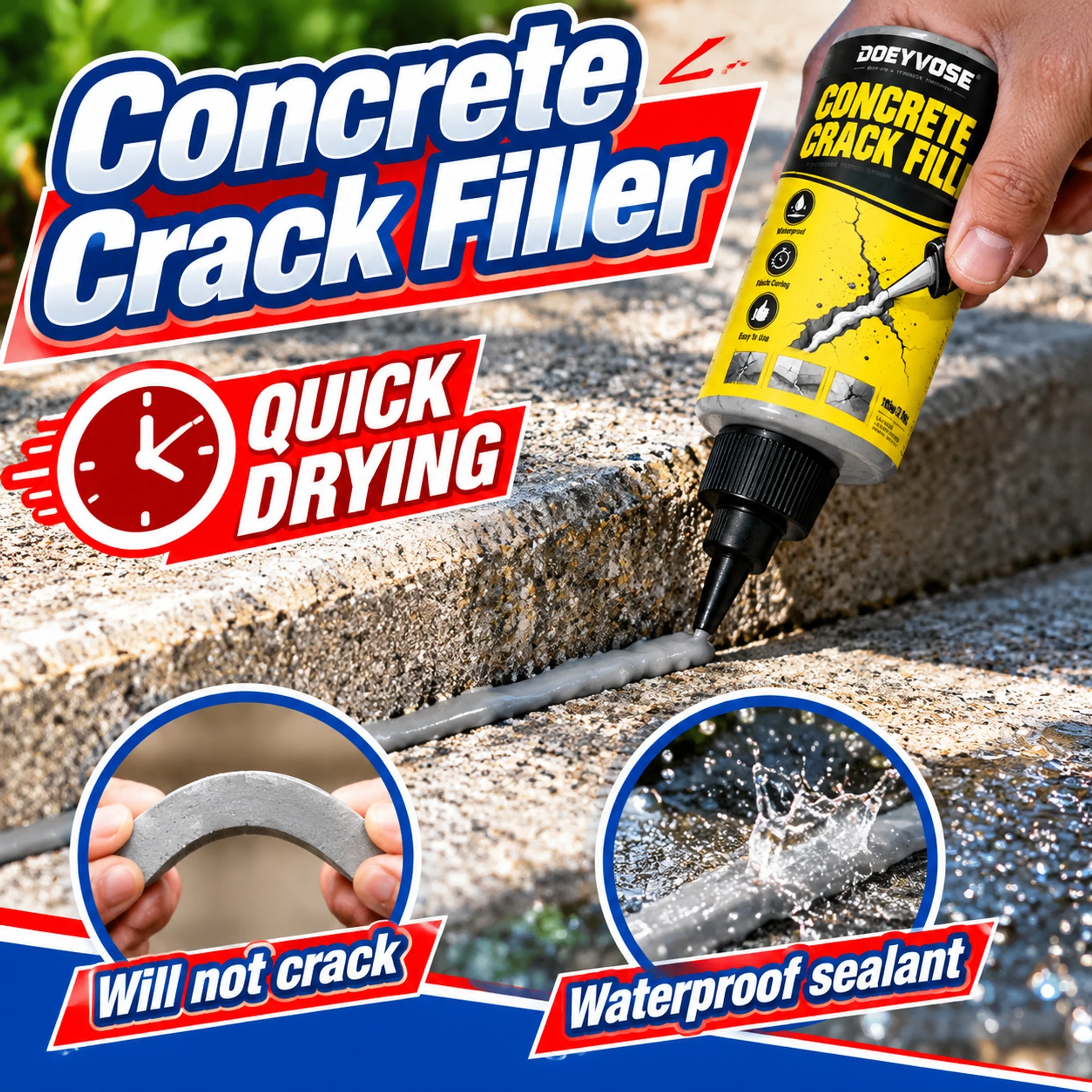 105g Cement Crack Repair Filler, Concrete Gap Sealer for Building Crack Patching