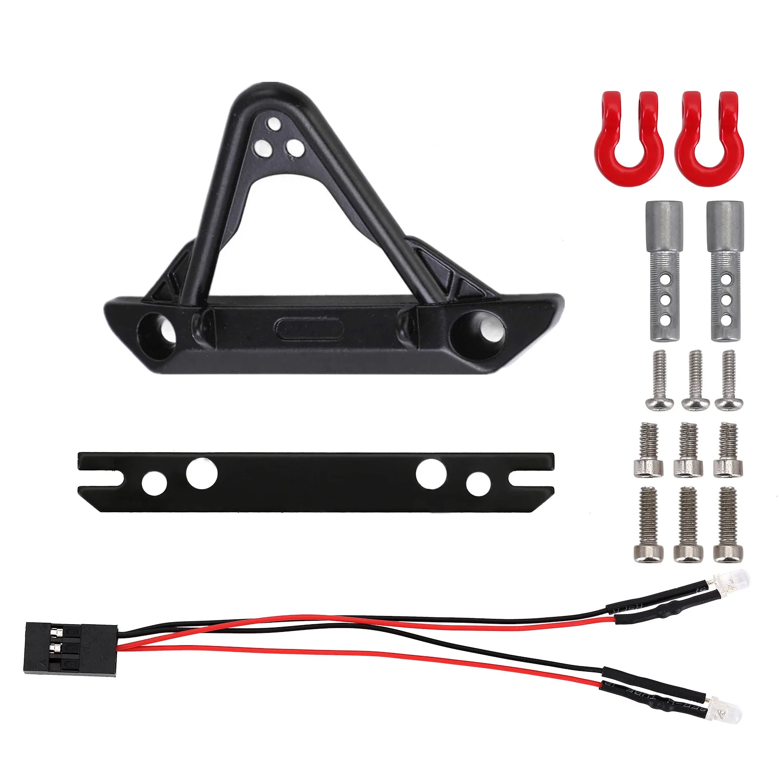 RC car metal Aluminum Front Bumper w/ Shackle for Axial SCX24 C10 Deadbolt JLU black RC truck Upgrade parts accessories