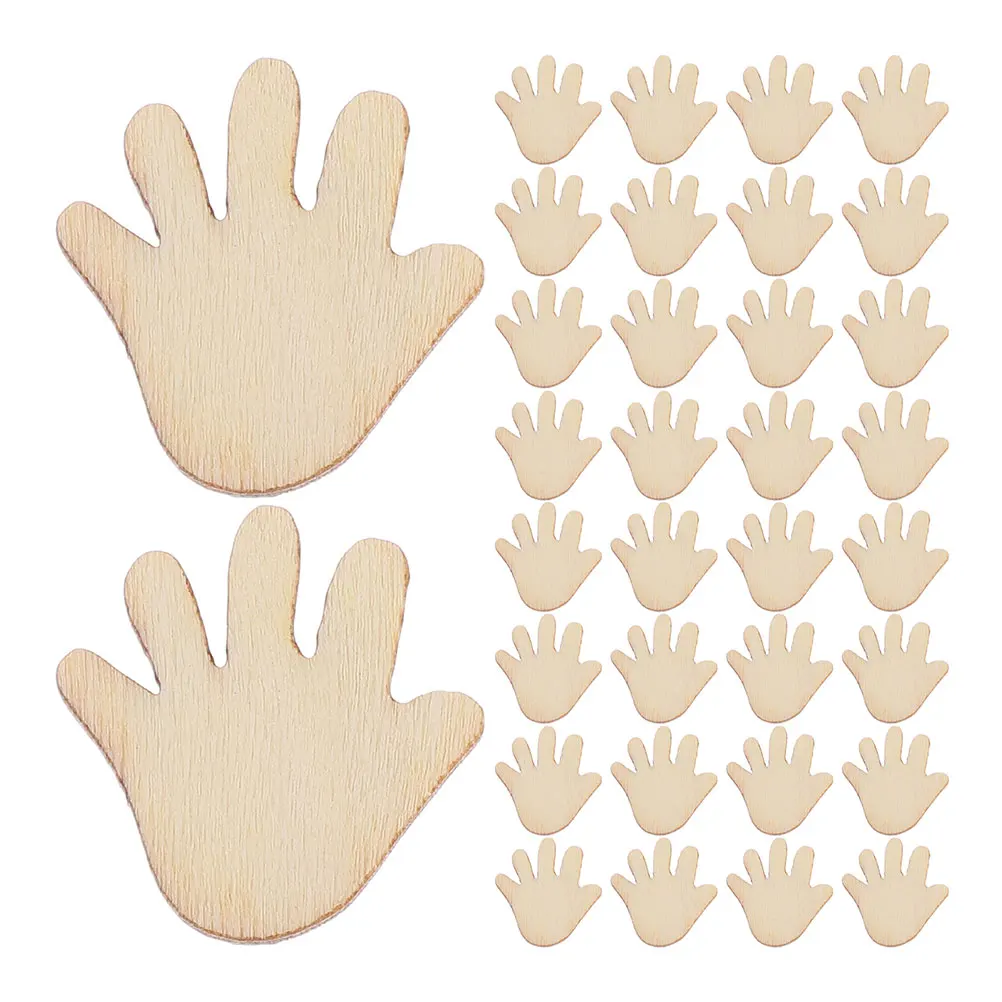 

200pcs Hand Shaped Wooden Pieces Natural Finish DIY Crafts Blank Hands Home Decor Photography Props Sewing Accessories