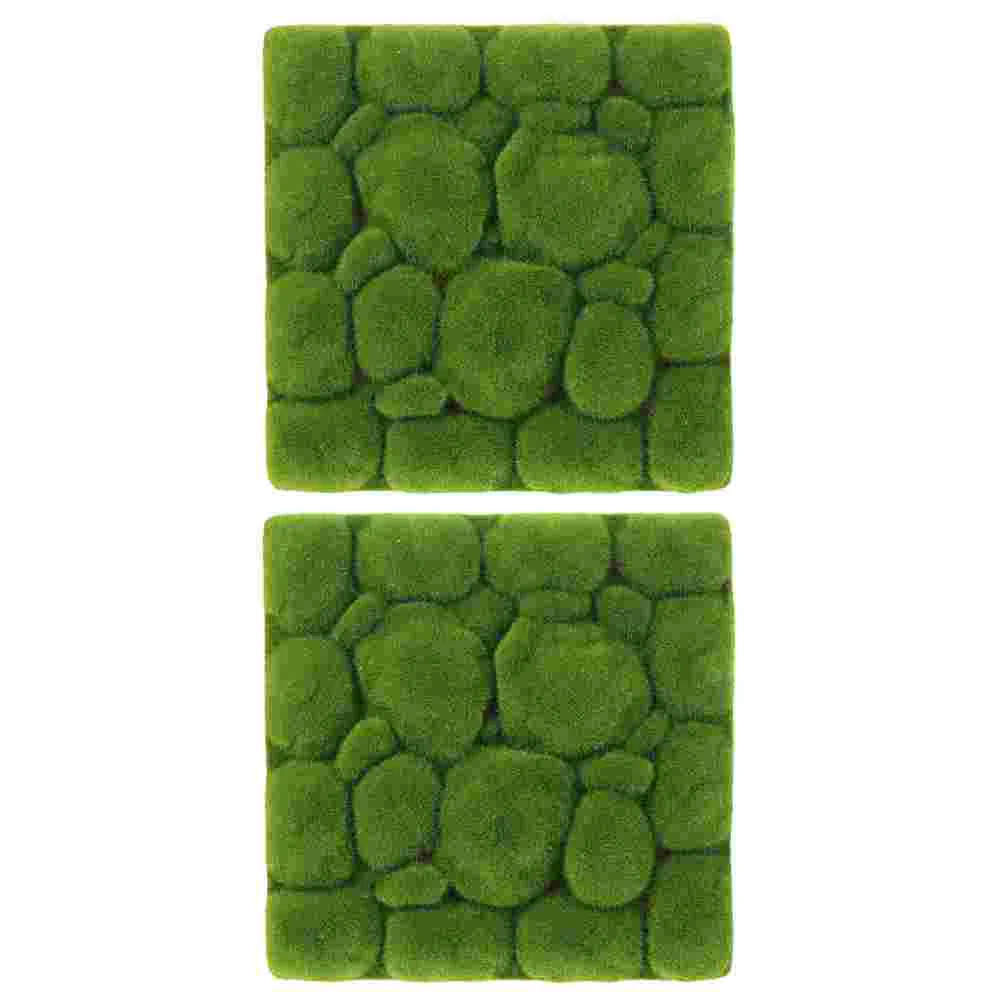 

2 Pcs Simulated Moss Decoration Artificial Lawn Rug Mini Garden Wall Green Decors Mat Decorations Crafts Fake Turf Board