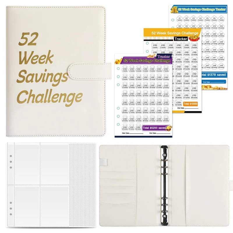 52 Week Money Saving Challenge Binder,Money Saving Binder With Savings Challenges Book And Cash Envelopes