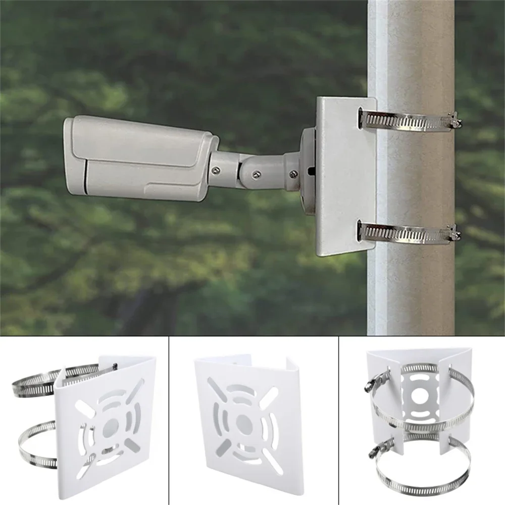 Surveillance Camera Metal Vertical Pole Mount Bracke-Outdoor Monitor Security Camera Holder with Panel Mounting Accessories