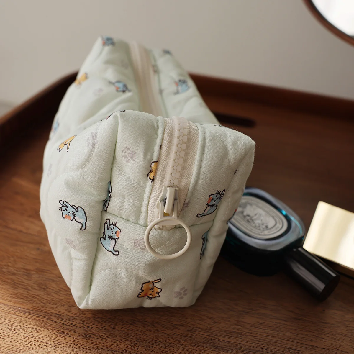 حقيبة تخزين متعددة النماذج لطيفة مطبوعة على شكل قطة، حقيبة مستحضرات التجميل، منديل صحي، حقيبة فسيولوجية للفتيات، حقيبة مكياج صغيرة محمولة