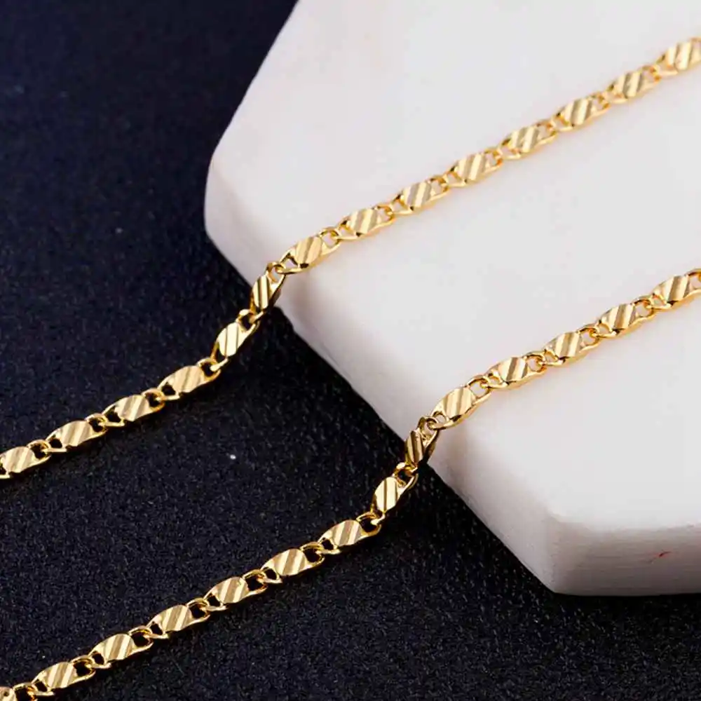 Newest Punk Stylish Women And Mens Link Chain Yellow Gold  Necklace Wholesale Vintage Hip Hop Jewelry Fast Shipping