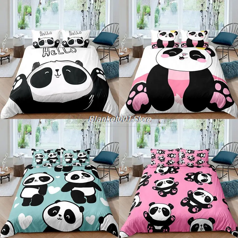 

Home Textiles Luxury 3D Cartoon Panda Duvet Cover Set Pillowcase Kids Bedding Set AU/EU/UK/US Queen and King Size Bedding