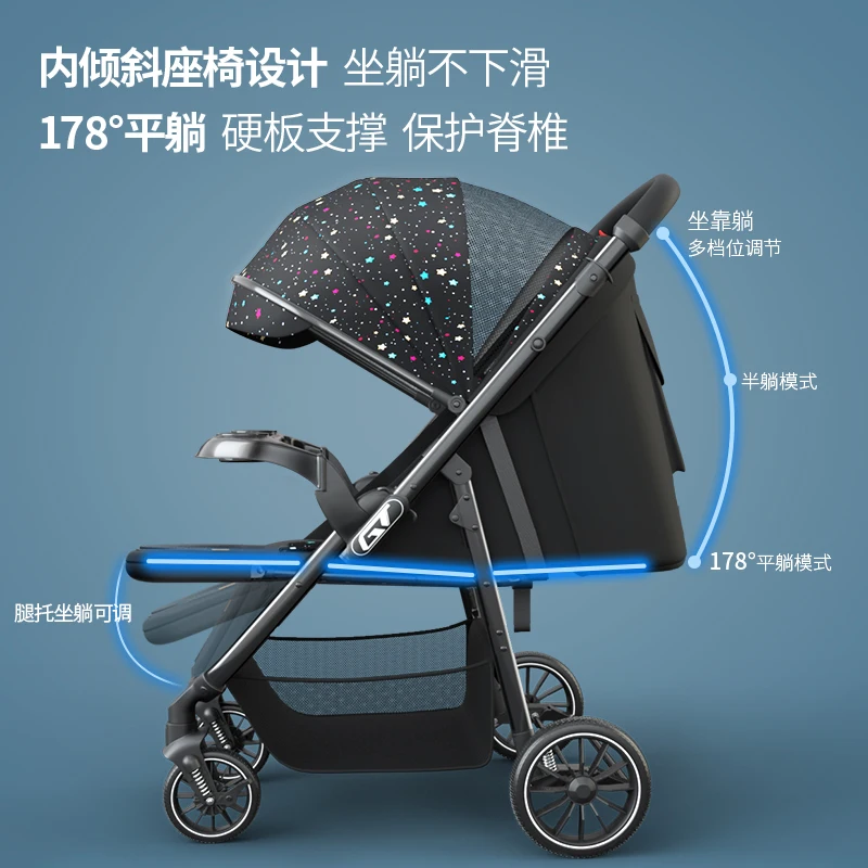 2024Baby Strollers Can Be Easily Folded and Can Be Used To Lie Down for Children Aged 0 To 3 Years Old.