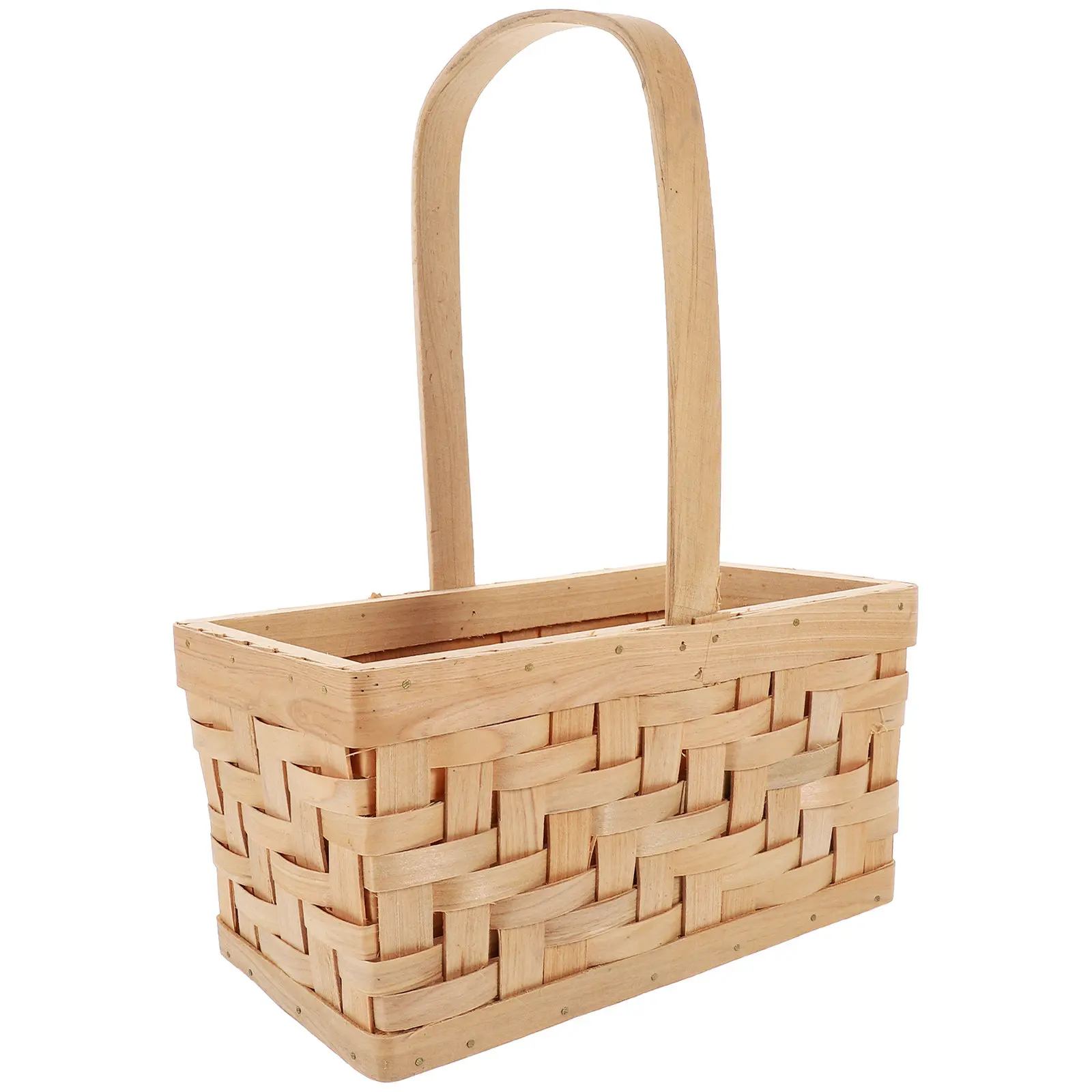 

Rustic Hand-Woven Wooden Flower Basket Decorative Storage Basket for Living Room Bedroom Balcony Garden Wedding Flower