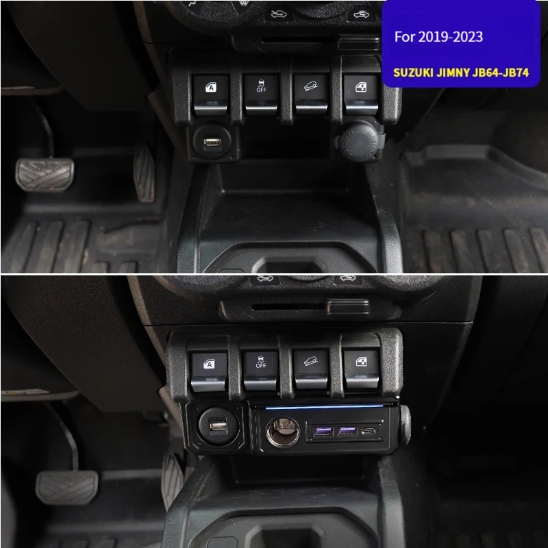 For Suzuki Jimny 2019-2025 Jb74 JB64 3 Door 5 Door Jimny Extend USB Charging Port With Atmosphere Light Interior Accessories