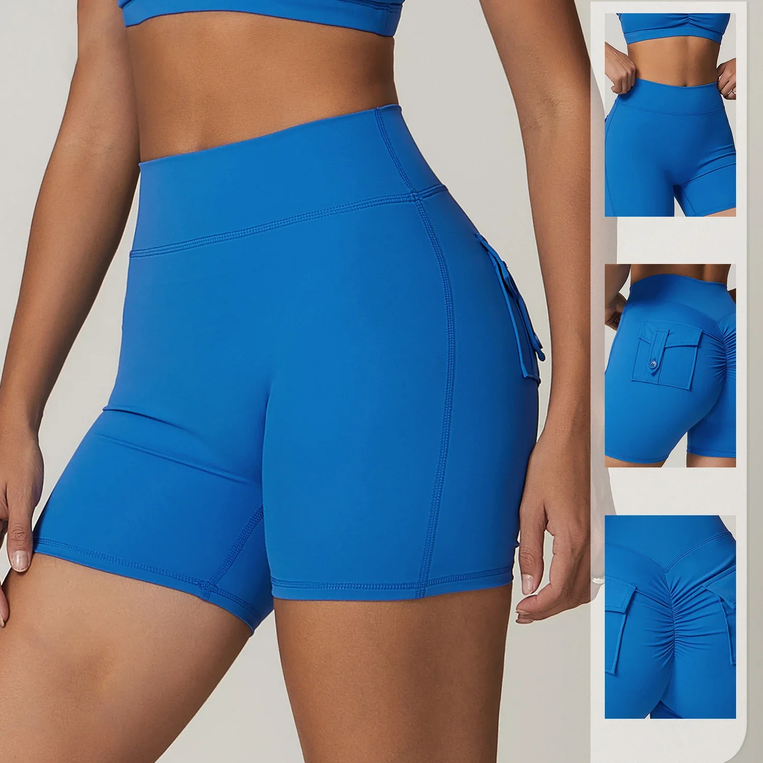 Skinny Cloud Sense Yoga Shorts Women High Waisted Hip Lifting Exercise Shorts Gym Wear Quick Dry Work Pocket Fitness Yoga Pants